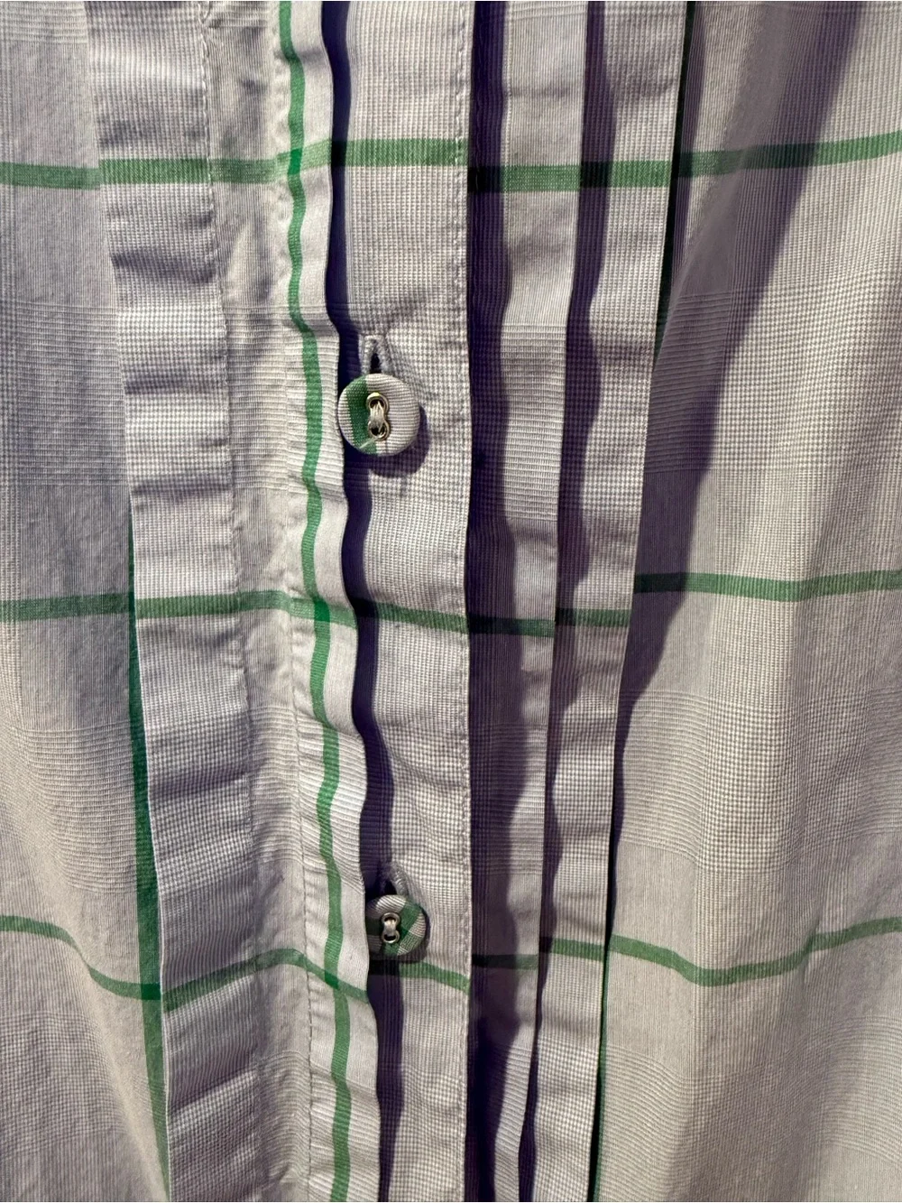 J. Crew Light Blue & Green Windowpane Ruffle Collar Blouse